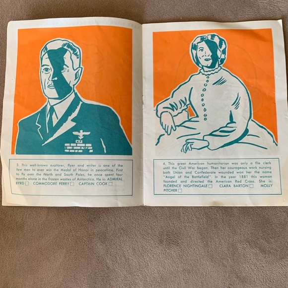 1964 Howard Johnson's "History's Heroes" Kid's Menu Family Quiz-Along Lithograph - Picture 2 of 7